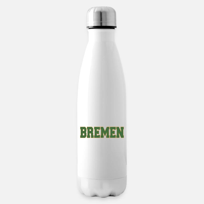 Lettrage en bloc de Brême vert et or - Bouteille isotherme - blanc
