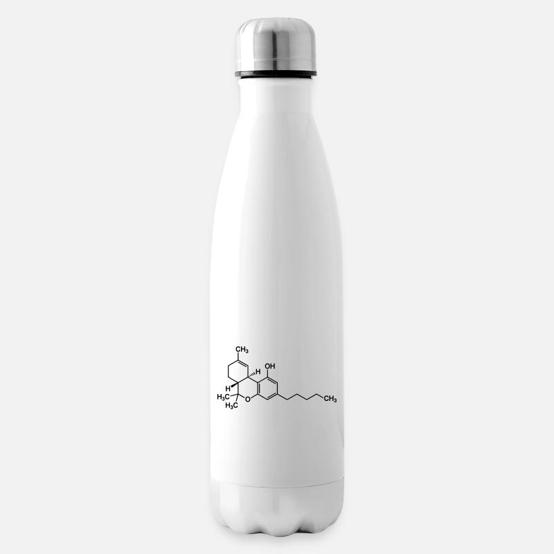 THC tetrahydrocannabinol molecule - Insulated Water Bottle - white