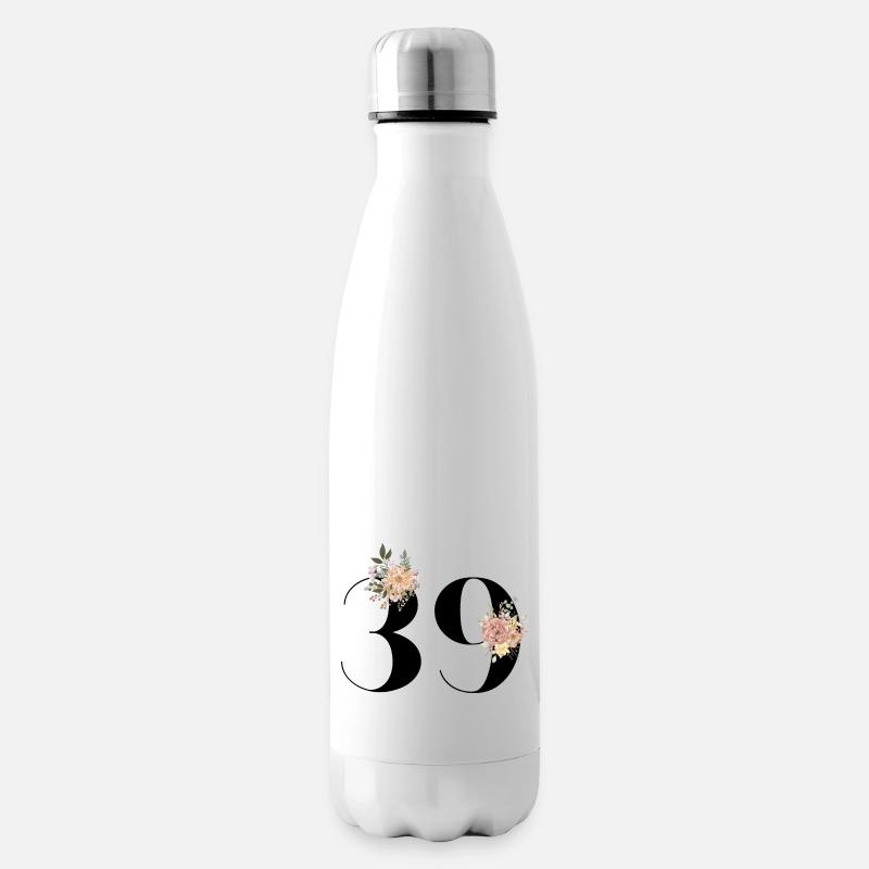 39e anniversaire fleuris (Cadeau de 39 ans) - Bouteille isotherme - blanc