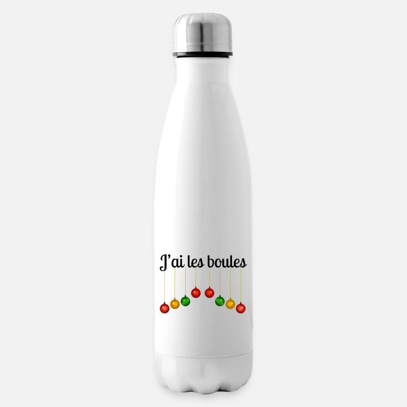 Pull de Noël drôle | « J’ai les boules » - Bouteille isotherme - blanc