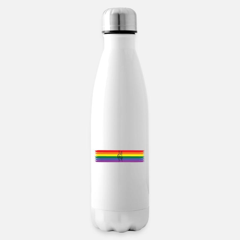 Peace Design mit Regenbogenfahne - LGBT - Isolierflasche - Weiß