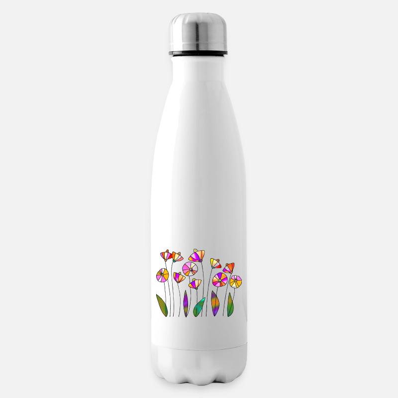 Blumen - Isolierflasche - Weiß