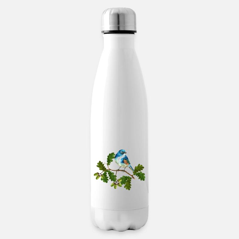 Bunter Vogel - Isolierflasche - Weiß