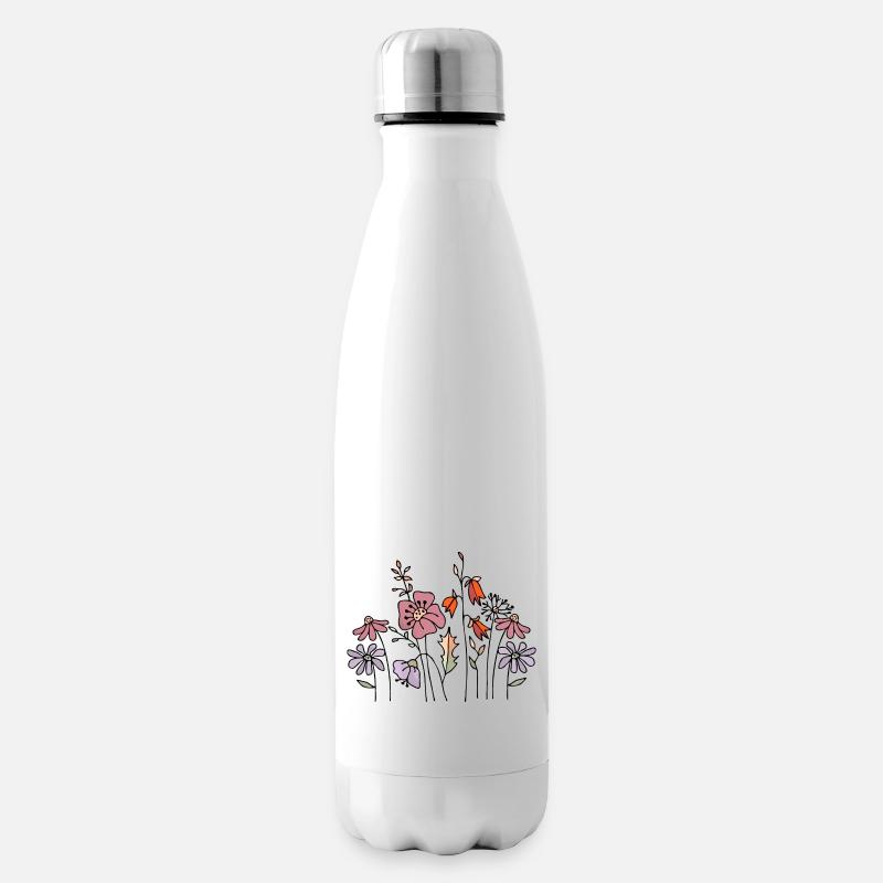 Blumen - Isolierflasche - Weiß
