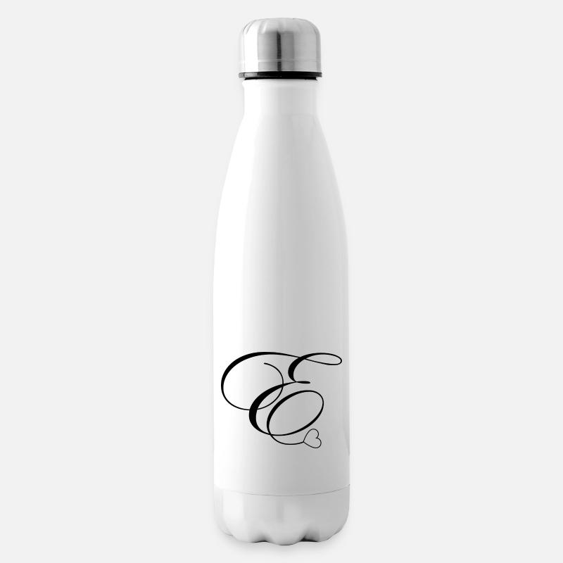 Lettre e calligraphie cœur - Bouteille isotherme - blanc
