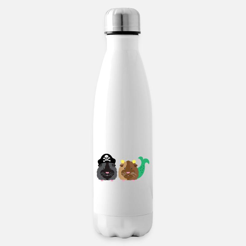 Cochon d’Inde à barbe noire avec cochon d’Inde sirène - Bouteille isotherme - blanc