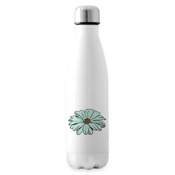 Blume hellblau blaue Blume - Isolierflasche - Weiß - Rechts