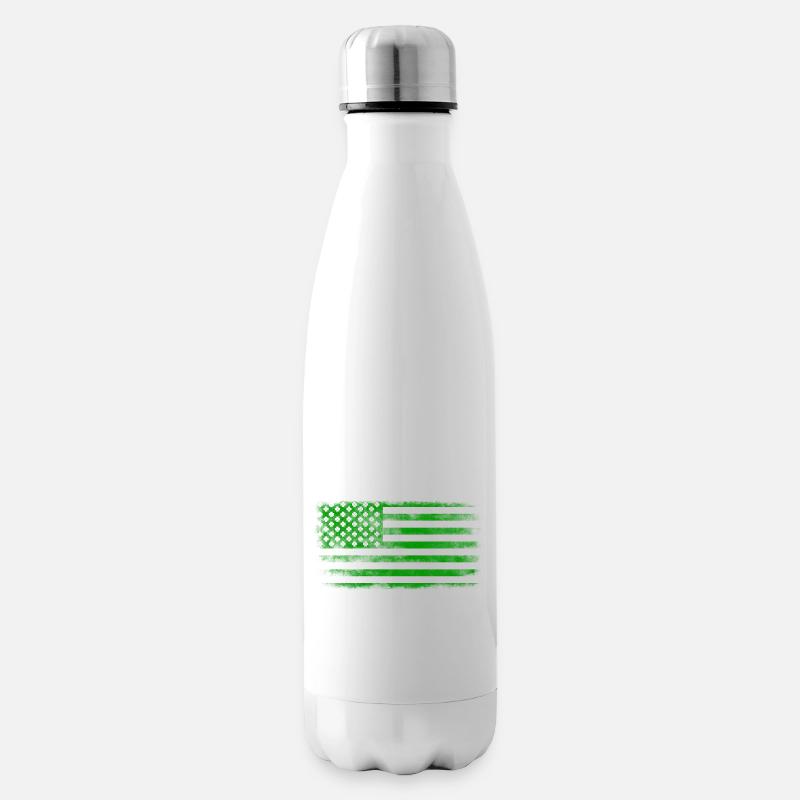 Drapeau de la Saint-Patrick irlandais américain lavé - Bouteille isotherme - blanc
