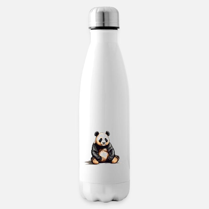 Sitzender Pandabär - Isolierflasche - Weiß