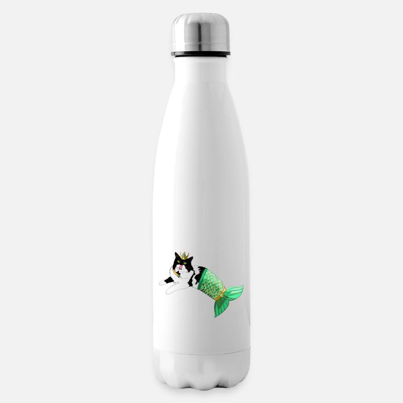 Chat sirène noir et blanc - Bouteille isotherme - blanc