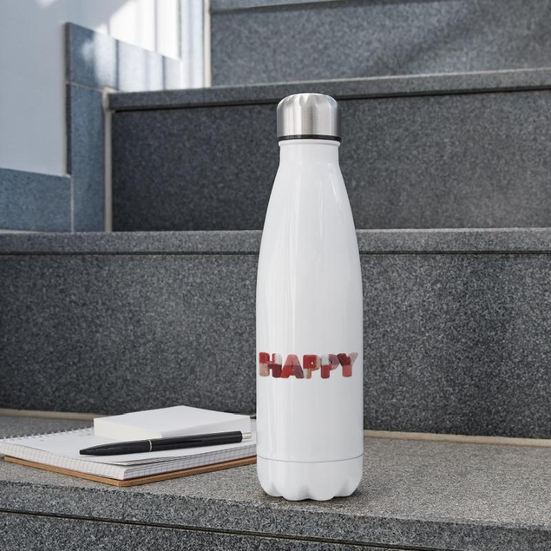 Happy Patchwork Design Fabric Patchwork Look Insulated Water Bottle