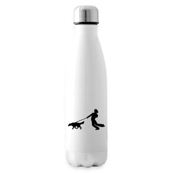 Hund zieht an Leine - Isolierflasche - Weiß - Rechts