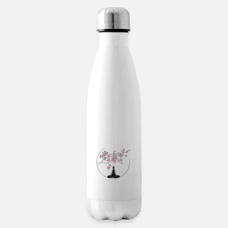 Blüte mit Buddha - Isolierflasche - Weiß