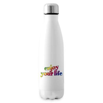 enjoy your life genieß dein Leben Regenbogen hygge - Isolierflasche - Weiß - Rechts