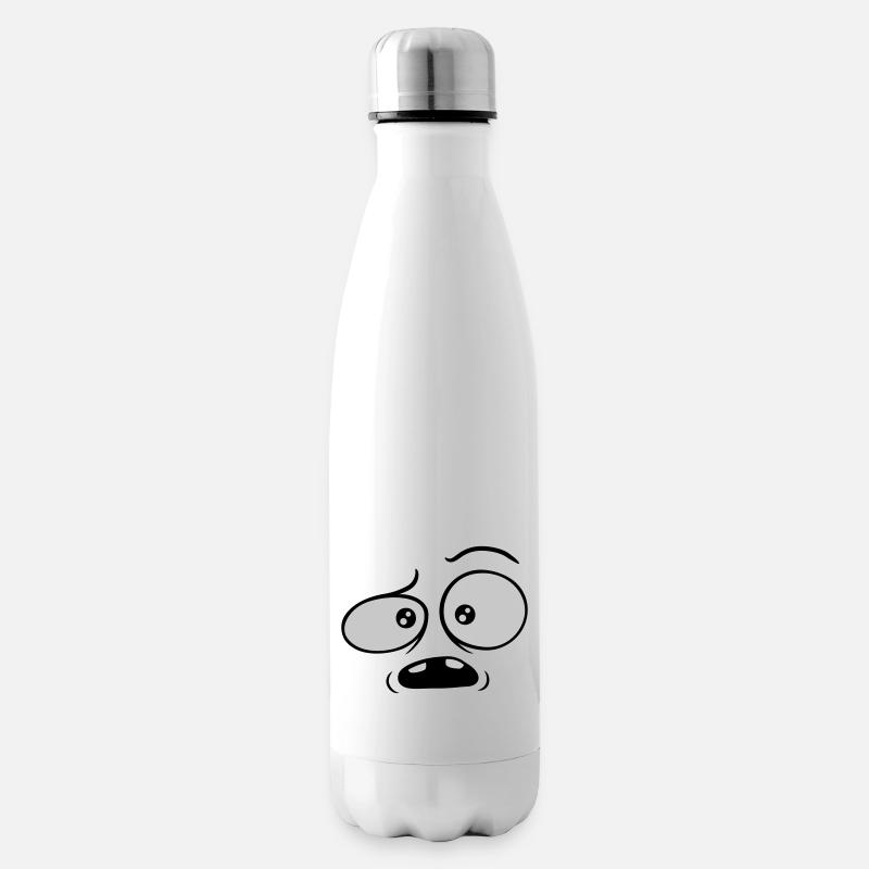 Skeptisches verwirrtes Comic Gesicht - Isolierflasche - Weiß