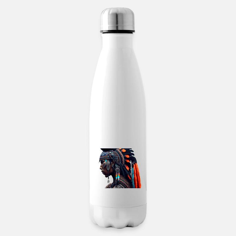 Indianer mit Kopfschmuck - Isolierflasche - Weiß