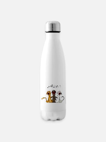 Singende Katzen - Isolierflasche - Weiß
