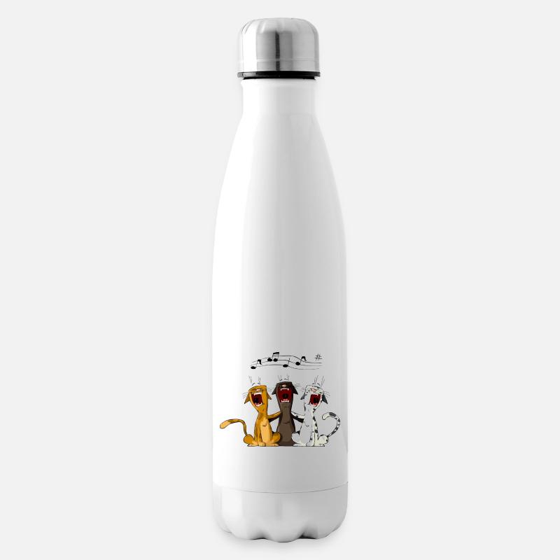 Singende Katzen - Isolierflasche - Weiß