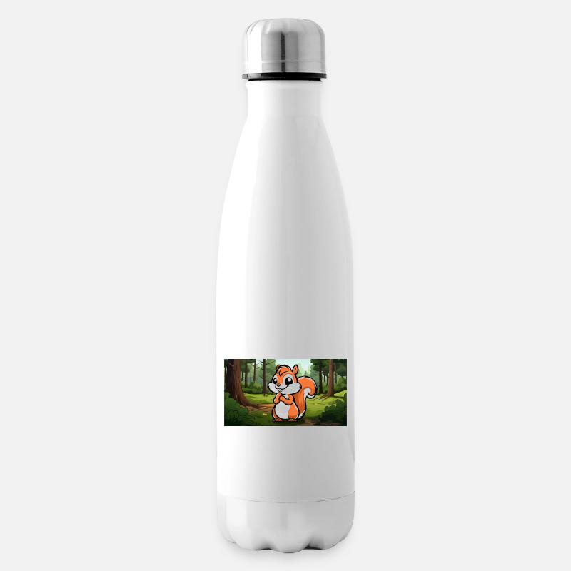 Écureuil mignon dans une forêt - Bouteille isotherme - blanc