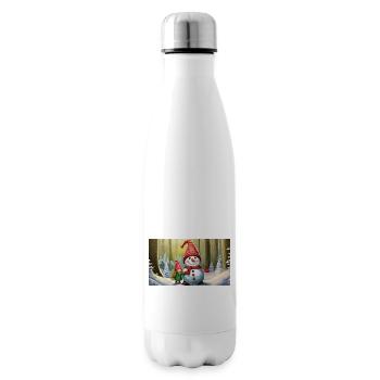 mignons petits gnomes vie quotidienne construction bonhomme de neige - Bouteille isotherme - blanc - Droite