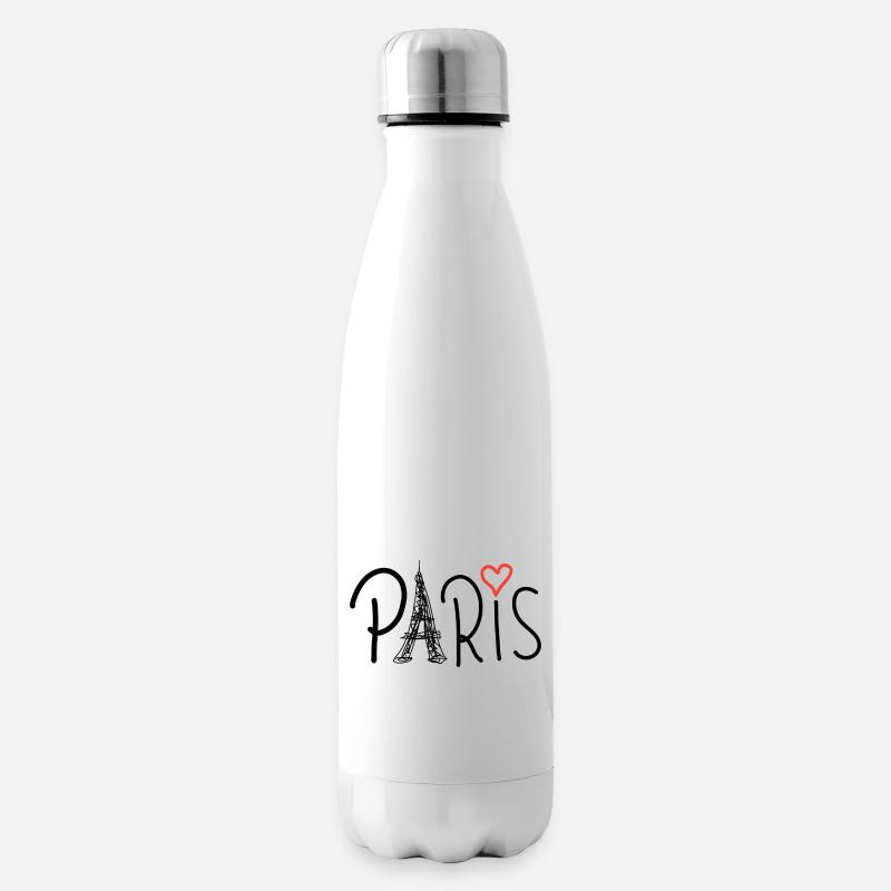 Paris mit Eiffelturm und rotem Herzen - Isolierflasche - Weiß