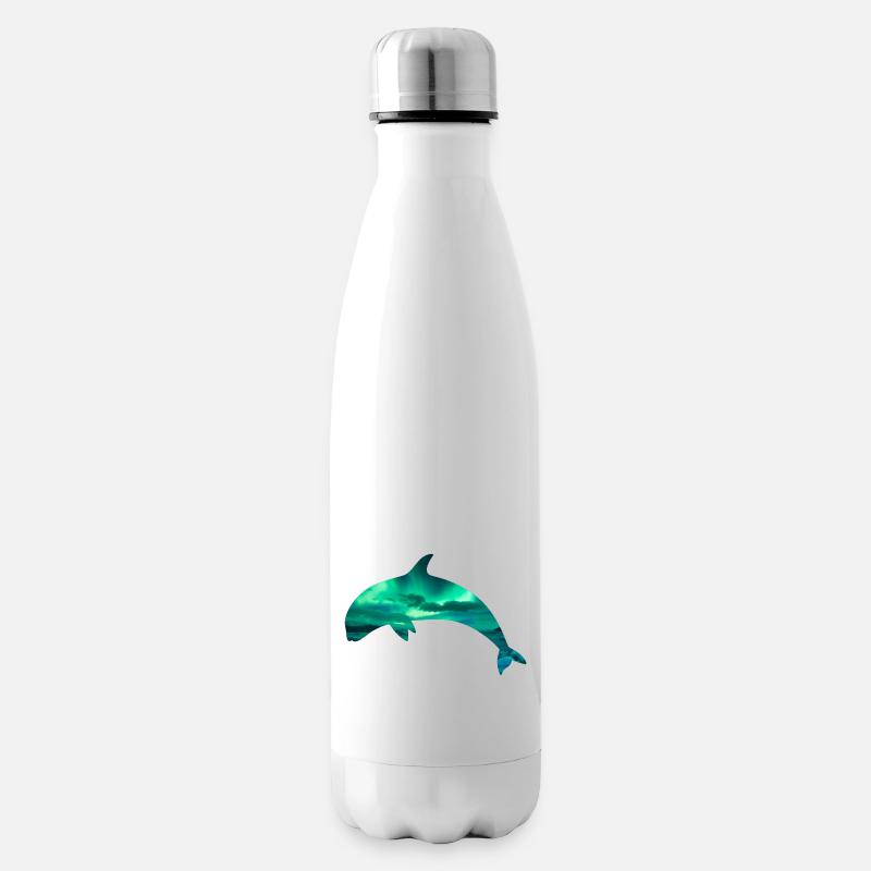 Orca/Killerwal mit Nordlicht-Effekt - Isolierflasche - Weiß