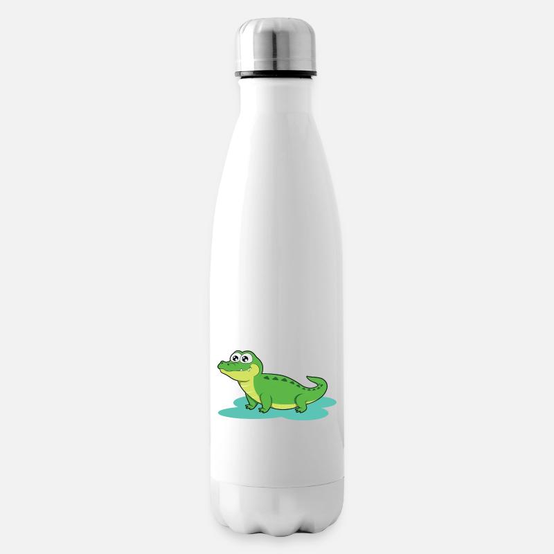 Krokodil - Isolierflasche - Weiß