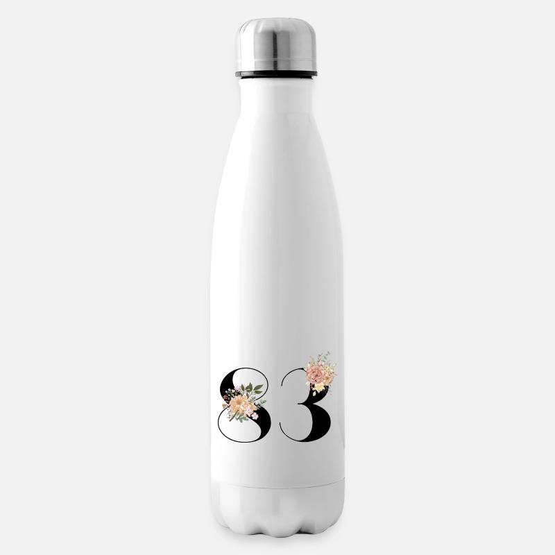 83e anniversaire fleuris (Cadeau de 83 ans) - Bouteille isotherme - blanc