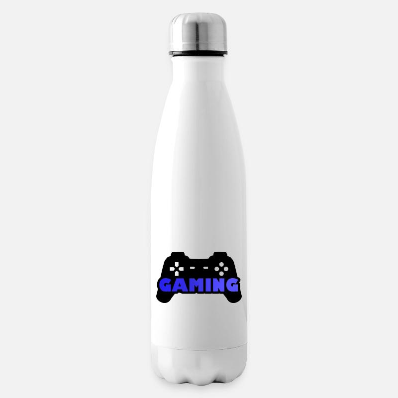 Gaming joystick bleu - Bouteille isotherme - blanc