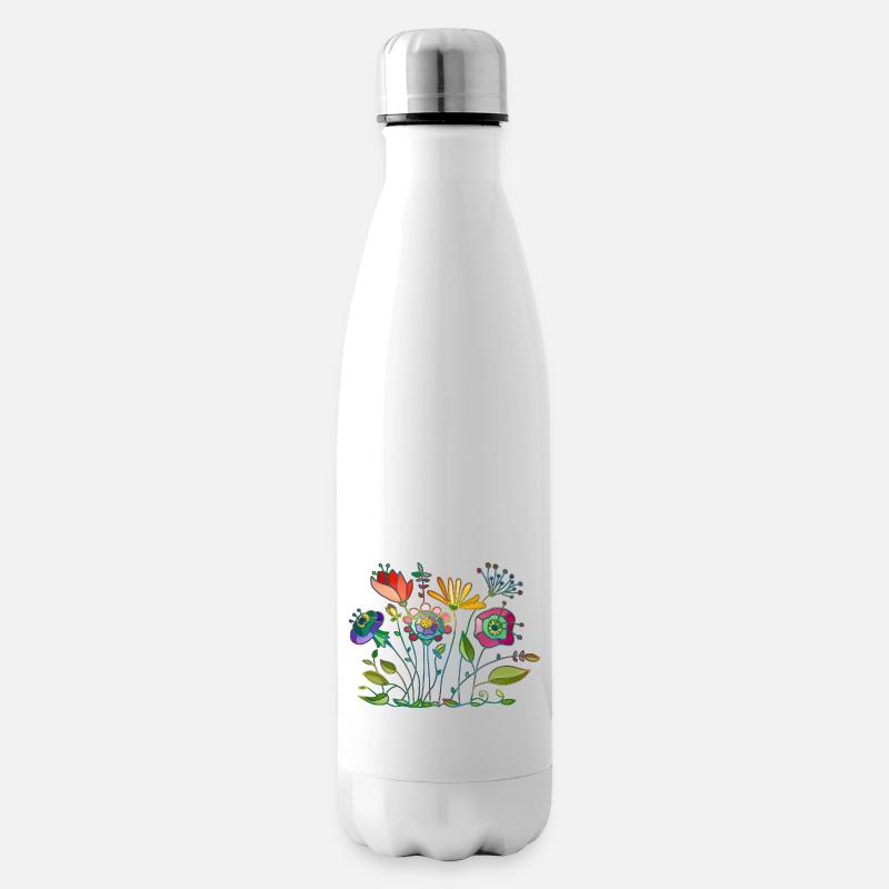 Blumen - Isolierflasche - Weiß