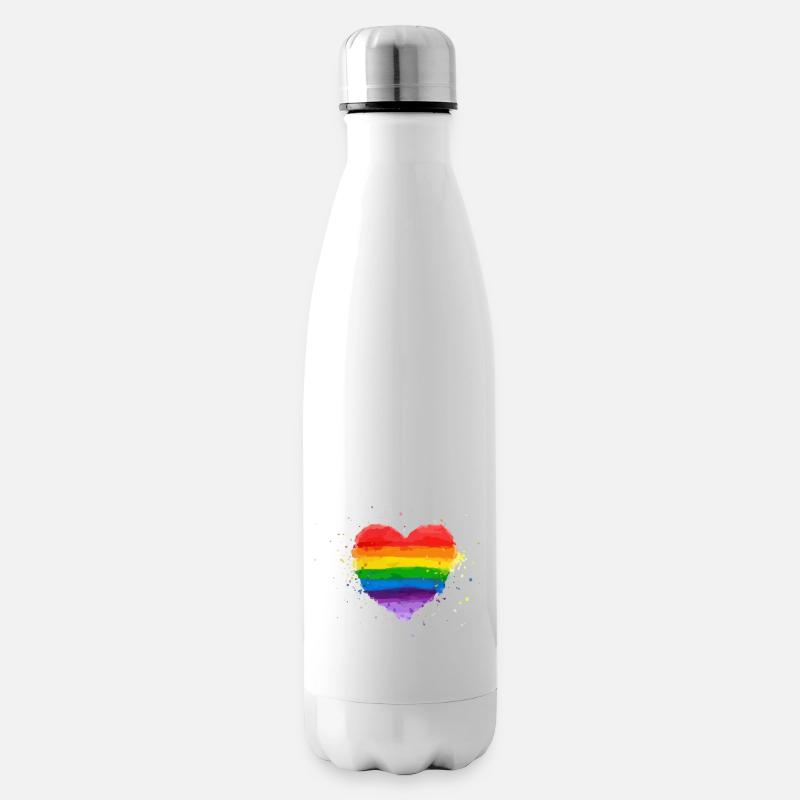 Regenbogen Herz - Isolierflasche - Weiß