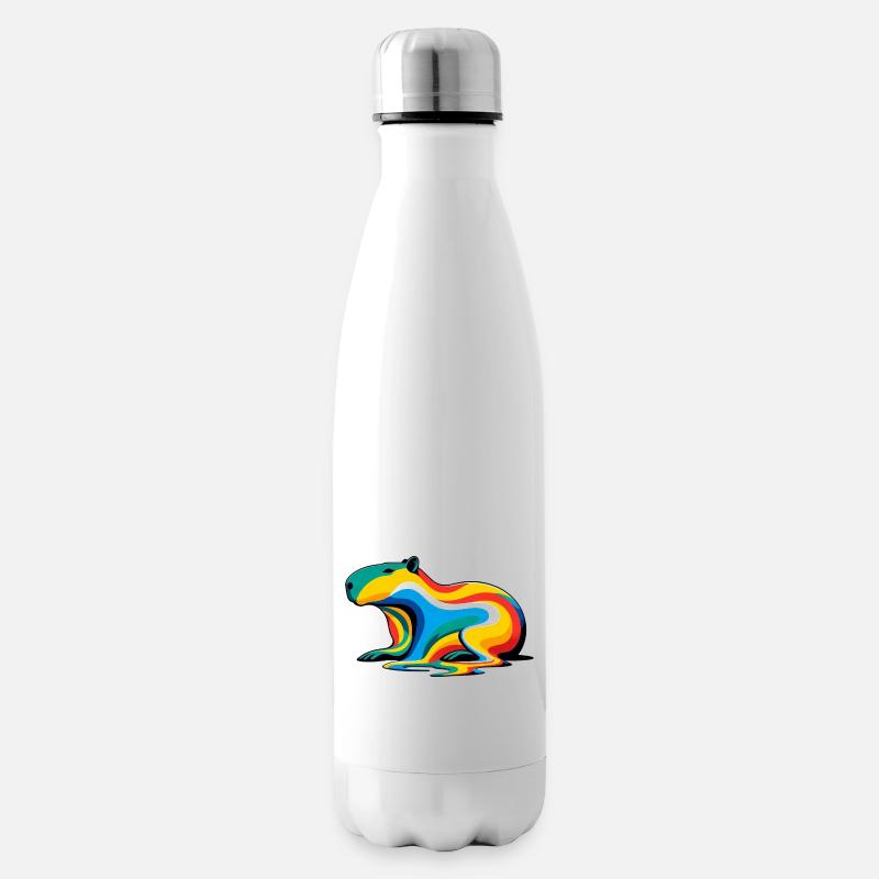 Melting Rainbow Capybara - Insulated Water Bottle - white