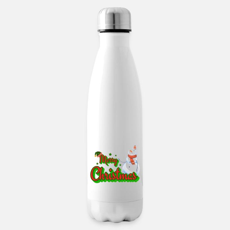 Merry Christmas Snowman - Isolierflasche - Weiß