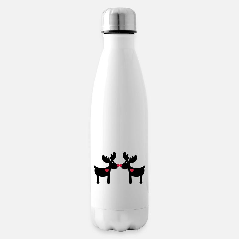 Rentier Elch - Isolierflasche - Weiß