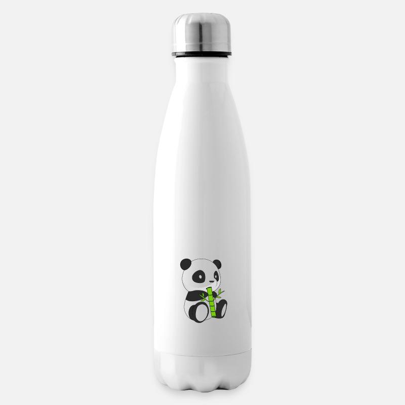 Panda qui mange du bambou - Bouteille isotherme - blanc