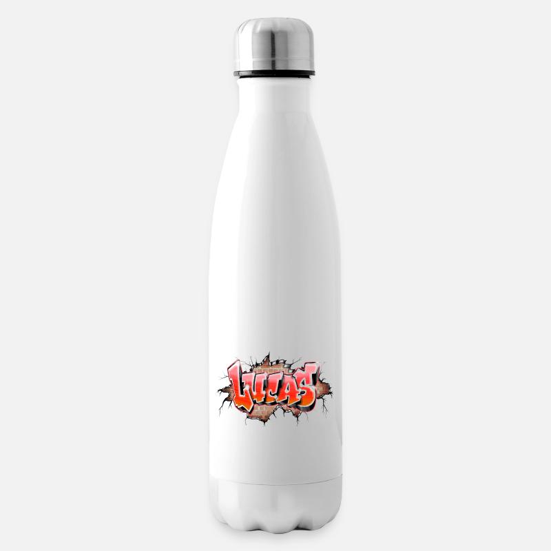 Lucas graffiti name red - Bouteille isotherme - blanc
