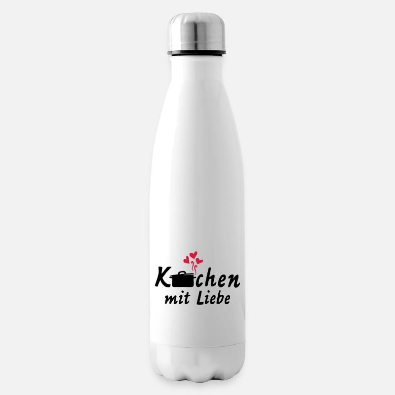 kochen liebe hobbykoch freude spass topf koch herz - Isolierflasche - Weiß