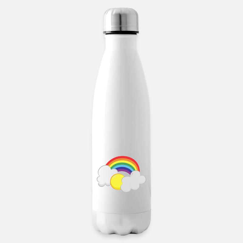 Rainbow with a sun and clouds - Insulated Water Bottle - white
