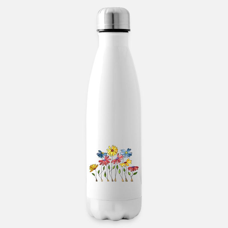 Blumen - Isolierflasche - Weiß