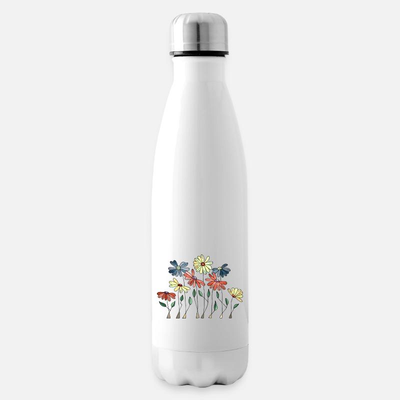 Blumen - Isolierflasche - Weiß