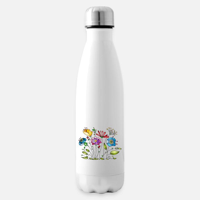 Blumen - Isolierflasche - Weiß