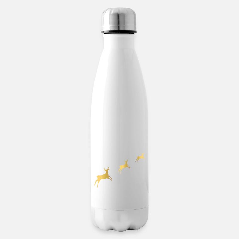 Goldene Rentiere - Isolierflasche - Weiß