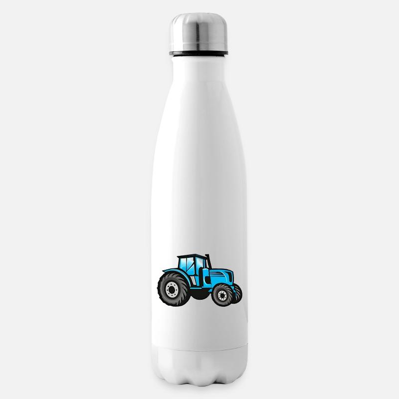 Großer Blauer Traktor - Isolierflasche - Weiß