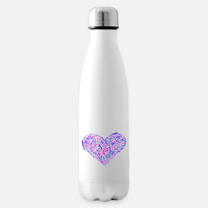 Blaues und rosa Herz. - Isolierflasche - Weiß