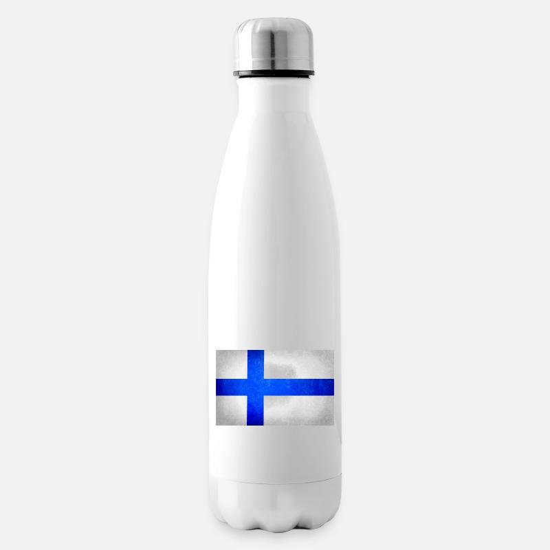 Drapeau de la Finlande, drapeau de la Finlande - Bouteille isotherme - blanc