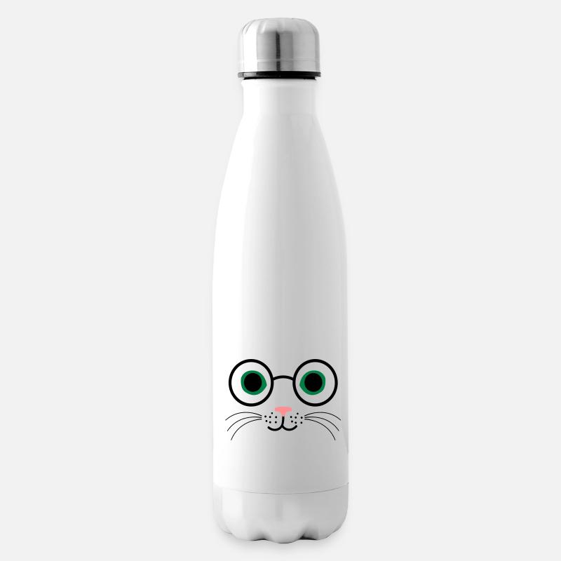 Katze Brille - Isolierflasche - Weiß