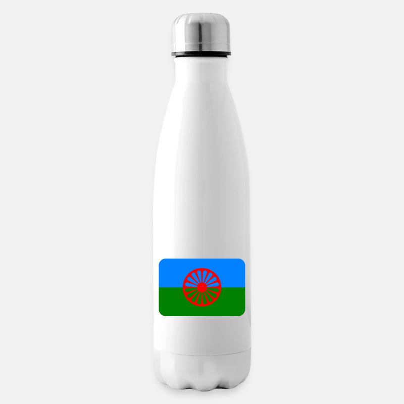 ROMANI FLAG round corner 400 dpi - Bouteille isotherme - blanc