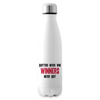 Quitters Never Win Winners Never Quit - Isolierflasche - Weiß - Rechts