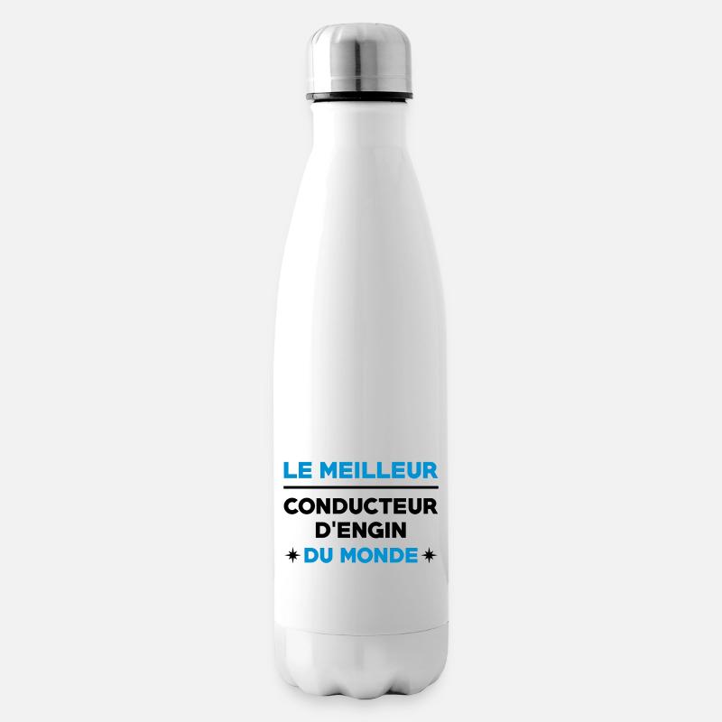 Conducteur d'engin / BTP / Travaux / Construction - Bouteille isotherme - blanc