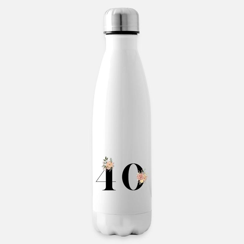 40e anniversaire fleuris (Cadeau de 40 ans) - Bouteille isotherme - blanc